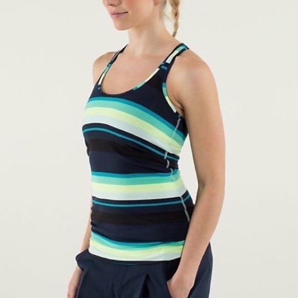 lululemon athletica Tops - Lululemon blue green striped cool racerback tank